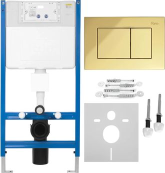 Rea Bastidor Para Inodoro Suspendido Rea K011a-q Con Pulsador J Gold