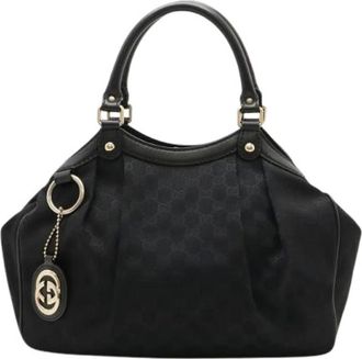 Gucci Pre-owned Handbags, female, Black, Size: ONE SIZE Pre-owned Canvas Handbag