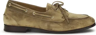 Bally Mens Loafers Plume Suede Brown Buffalo Leather