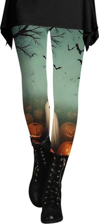 Generic Ladies Halloween Leggings Funny Ghost Flowery Graphic Yoga Tights Fitness Running Stretch Leggings Casual Novelty Workout Pants Fashion Fall Tights Bo