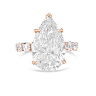 Diana M. Jewels 18kt rose gold 6ct lab grown Pear Diamond Pav&eacute; Band Ring