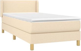 vidaXL Cama Box Spring Con Colch&oacute;n Tela Color Crema 100x200 Cm Vidaxl