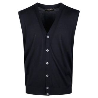 FILIPPO DE LAURENTIIS Gilet Base Bottoni Memoris F16 - Knitwear - Hombre - Azul - XL