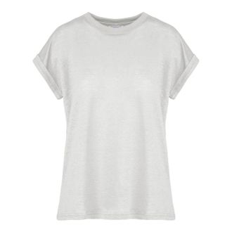 Bomboogie Camiseta de lino con cuello redondo - Tops - Mujer - Blanco - L