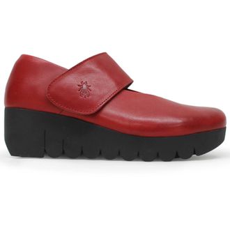 FLY London VARI188FLY Burn Leather Womens Wedge Sole Shoes - Red - Size:UK 8