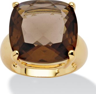 Palm Beach Jewelry Gold-Plated Multi-Faceted Smoky Quartz Ring