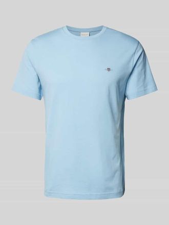 GANT Regular Fit T-Shirt mit Label-Stitching Modell SHIELD in Hellblau, Größe XXXL