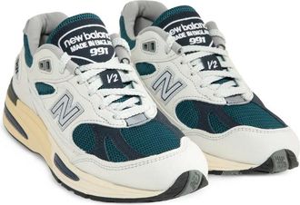 New Balance Calf Suede and Mesh Sneaker - White