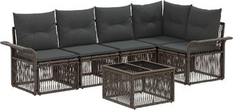 vidaXL Conjunto De Sof&aacute;s De Jard&iacute;n 6 Uds. Gris Rat&aacute;n Sint&eacute;tico Vidaxl