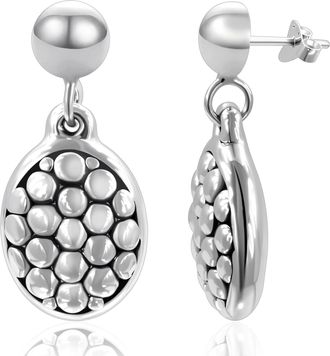 MAX + STONE 925 Sterling Silver Textured Dangle Earrings