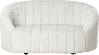 Beliani Beliani - 2 Seater Velvet Sofa Loveseat Tufted Seat Low Back Tuxedo Off-White Malung