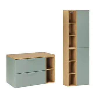 Petits Meubles Oria 80cm 2 nichos mueble con columna paneles laminados verde