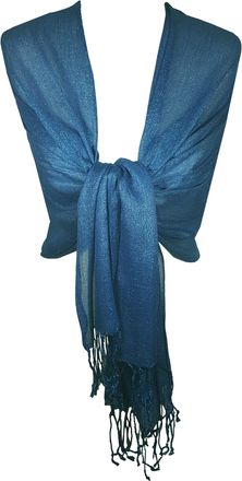 World of Shawls Wedding Party Occasion Self Glitter Shawl Scarf Wrap Hijab (Teal Blue (EQ-SL-1))