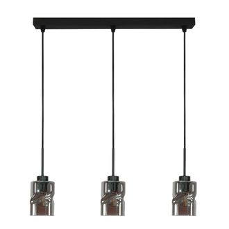 OEM L&aacute;mpara De Techo Colgante Negra Con Pantalla De Cristal Grafito Greta 15-544