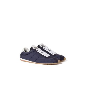 Miu Miu Plume Technical Fabric And Suede Sneakers, Woman, Navy, Size 35,5