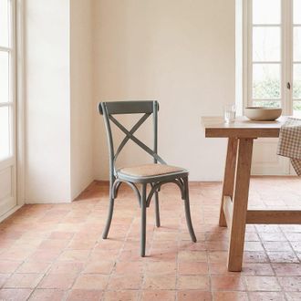 Maisons du monde Silla bistr&oacute; de madera de haya verde y rat&aacute;n