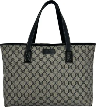Gucci Navy Elastane Leather Boston Bag Handbag Tote Bag (Pre-Owned)