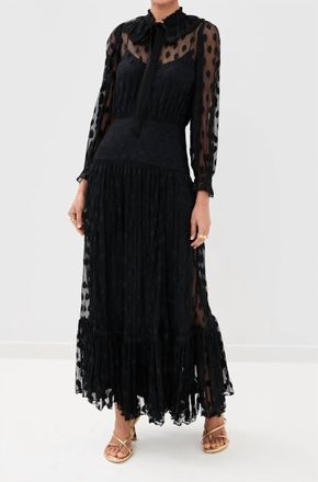 Ulla Johnson Carla Lace Long Sleeve Midi Dress In Noir