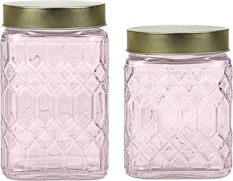 10 Strawberry Street Set Of 2 Lenox Textured Graduated Glass Canisters
