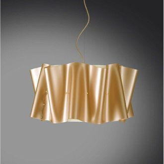 Linea Zero L&aacute;mpara De Suspensi&oacute;n Cinco Luces Folio Pantalla Polilux Oro Di&aacute;metro 60x H32 Cm