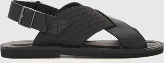 Emporio Armani Sandali slingback in nylon e pelle con logo jacquard