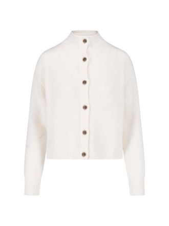 Lisa Yang Cropped Ribbed Button-Up Knit Sweater