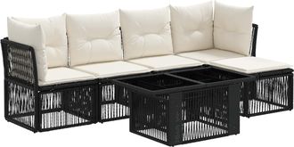 vidaXL Conjunto De Sof&aacute;s De Jard&iacute;n 6 Uds. Negro Rat&aacute;n Sint&eacute;tico Vidaxl
