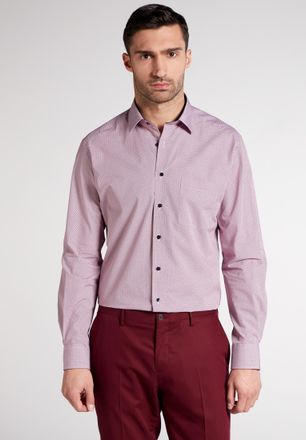 Eterna Langarmhemd ETERNA MODERN FIT, Herren, Gr. 42, N-Gr, rot, Popeline, 100% cotton, tailliert, Manschette, Hemden Langarmhemd