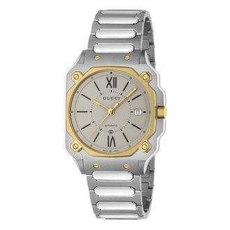 Gucci Ya 166403 - G-Flat 36mm roestvrijstalen kast - Dames - Horloges - Grijs - ONE Size - Accessoires