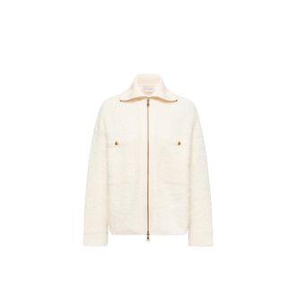 Moncler Moncler Tweed Zip-up Shirt Jacket, Women, White, Size: 38