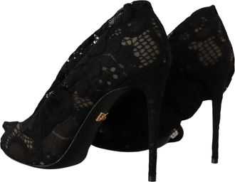Dolce & Gabbana Womens Black Stretch Socks Taormina Lace Boots Shoes Elastane
