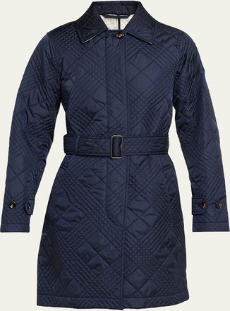 Burberry Darliston Check Quilted Coat With Belt
