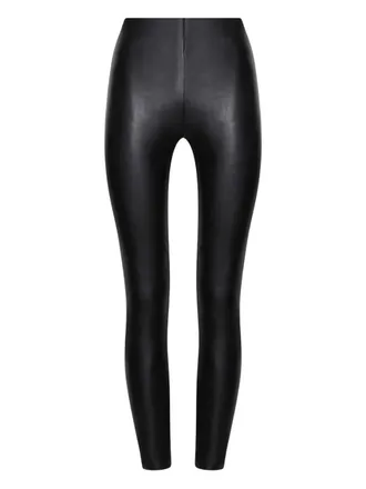 Wolford leather-paneled leggings - women - Polyurethane/Polyester/Elastane - 38 - Black