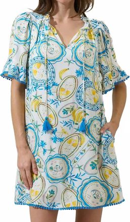 Sugarlips Darcie Mini Dress In White-Blue-Yellow