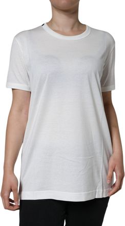 Dolce & Gabbana Womens White Cotton Crew Neck Short Sleeve T-Shirt