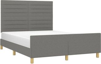vidaXL Cama Sin Colch&oacute;n Tela Gris Oscuro 140x190 Cm Vidaxl