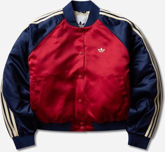 adidas Women s Satin SST Bomber Jacket Team Victory Red / Night Indigo / Warm Vanilla