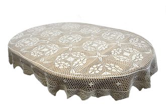 OEM Mantel Ovalado De Ganchillo 110/160, Encaje, Tapete, Beige Natural, Estilo Boho