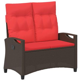vidaXL Banco De Jard&iacute;n Con Almohada Marr&oacute;n Y Rojo 105 X 60 X 112 Cm Vidaxl
