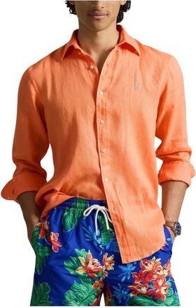 Polo Ralph Lauren Shirt met lange mouwen - Heren - Casual Overhemden - Oranje - S - Linnen - Overhemden