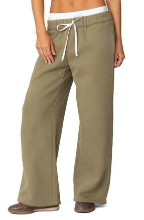 Edikted Boxer Drawstring Sweatpants in Olive at Nordstrom, Size Small