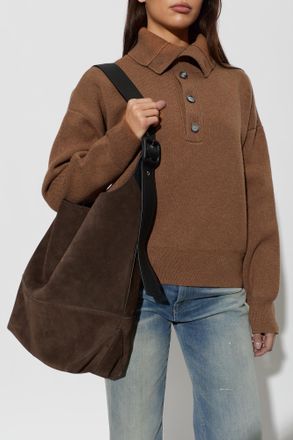 Ami Leather Tote Bag, Unisex, Brown