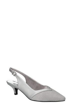 Easy Street Vivid Kitten Heel Slingback Pump in Silver Satin-Glitter at Nordstrom Rack, Size 8.5