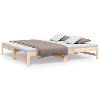 Berkfield Home Pull-out Day Bed 2x(75x190) cm Solid Wood Pine in Light Tan