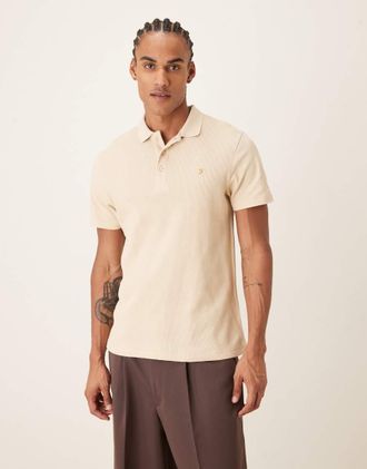 Farah Forster - Polo a maniche corte beige con logo-Neutro