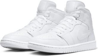 Nike Jordan Air Jordan 1 Mid Basketball Sneaker in White/White/White at Nordstrom, Size 7