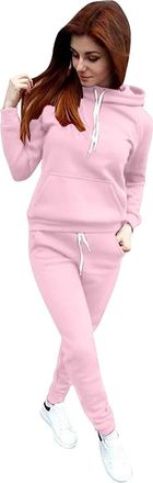 Generic 2 Piece Tracksuit Sets Womens Hooded Sweatshirt Plus Sizes Long Sleeve Sweatshirts and Joggers Trousers Outfit Sports Outfit with Pocket Drawstring Au
