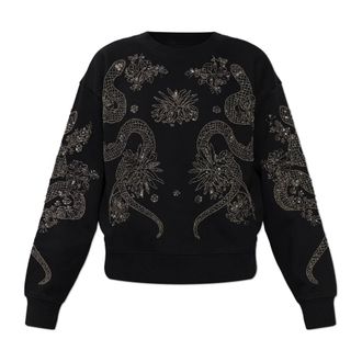 AllSaints Cecile Embellished Pippa Sweatshirt - Dames - Sweatshirts - Zwart - L - Katoen - Hoodies & sweatvesten