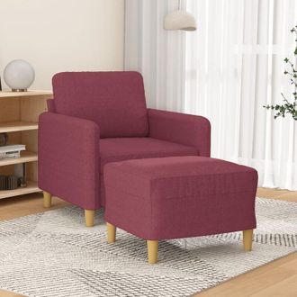 vidaXL Vidaxl - Sill&oacute;n Con Taburete Tela Rojo Tinto 60 Cm