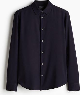 H&M Twillhemd in Regular Fit - Marineblau